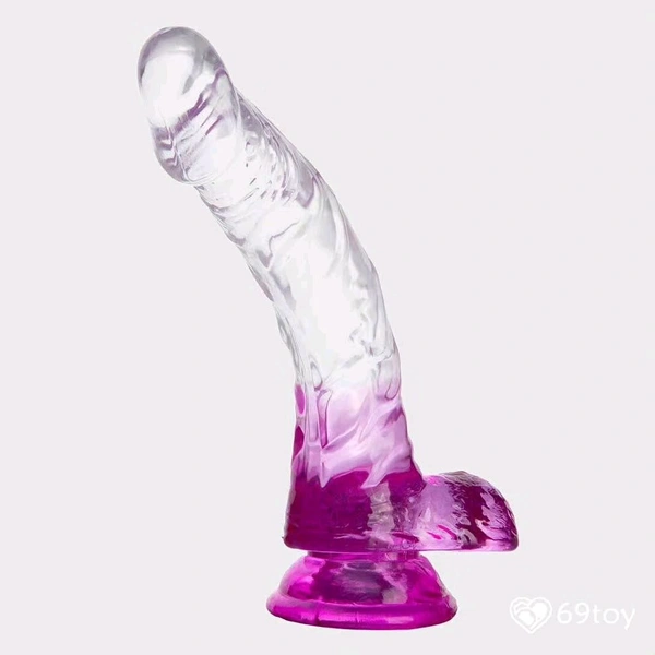 Jelly Realistic D*ldo with Balls - Women, TPE Super Skin,  - Women, Silicone, 9 Inches