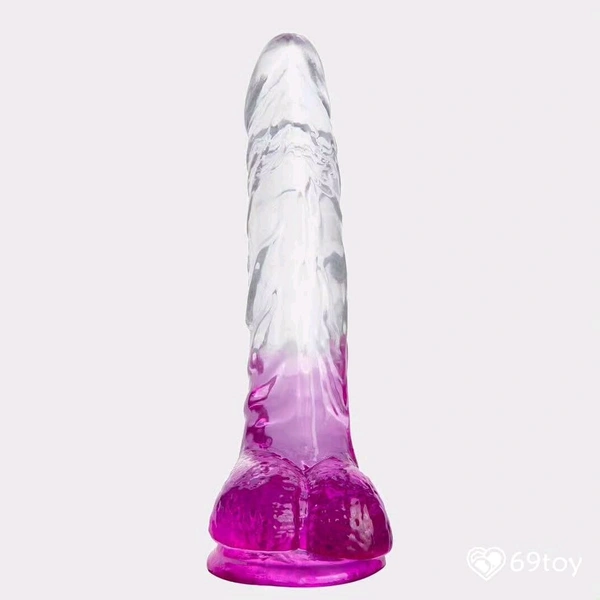 Jelly Realistic D*ldo with Balls - Women, TPE Super Skin,  - Women, Silicone, 9 Inches