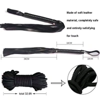  10 PCs Fetish Bondage Restraints Kit - Couple, Black, Leather
