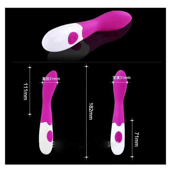 Joy Pink and White 7 Speed  Vibrator - Hot Pink, Silicone, 6 Inch