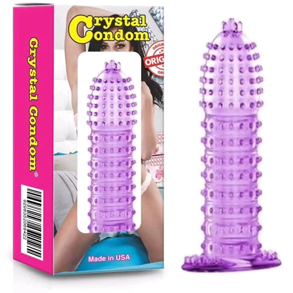 Reusable/Washable Crystal Condom For Men - Silicone, 7 Inch, Bone