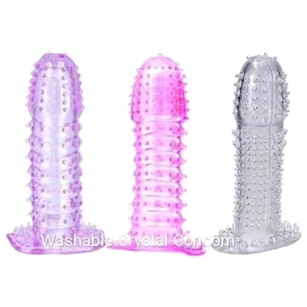 Reusable/Washable Crystal Condom For Men - Silicone, 7 Inch, Bone