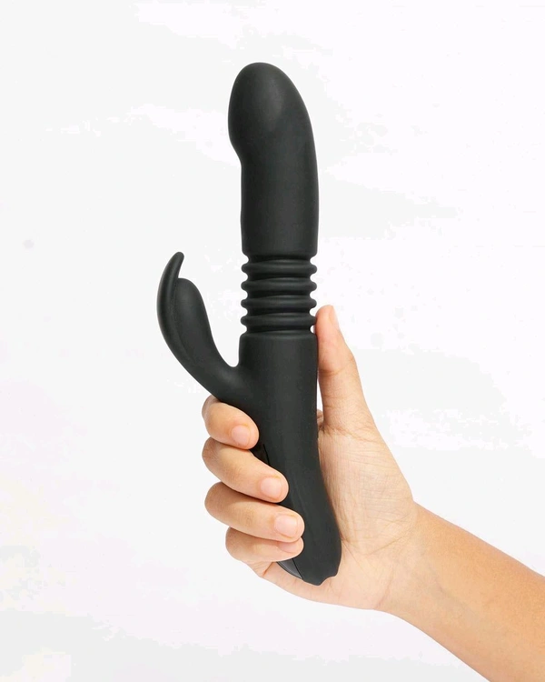Sangya Premium vibrating thruster with heating options - Black, Silicone, 8 Inch