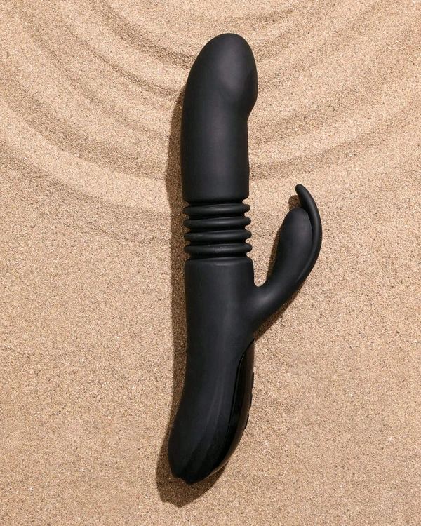Sangya Premium vibrating thruster with heating options - Black, Silicone, 8 Inch