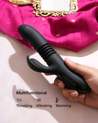 Sangya Premium vibrating thruster with heating options - Black, Silicone, 8 Inch