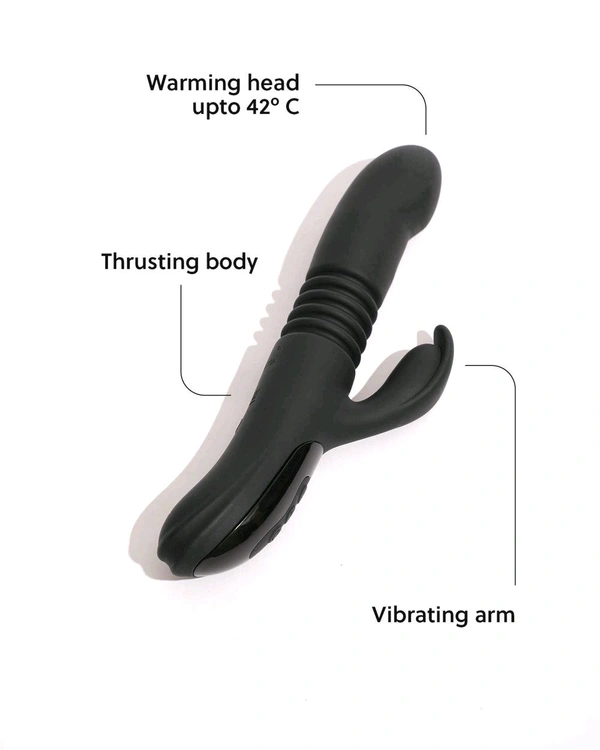Sangya Premium vibrating thruster with heating options - Black, Silicone, 8 Inch