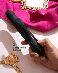 Sangya Premium vibrating thruster with heating options - Black, Silicone, 8 Inch