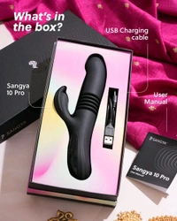 Sangya Premium vibrating thruster with heating options - Black, Silicone, 8 Inch