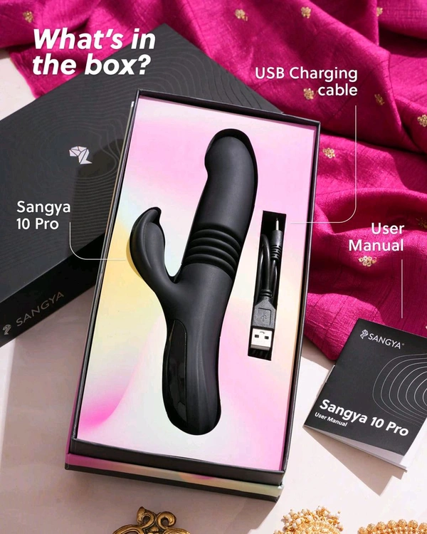 Sangya Premium vibrating thruster with heating options - Black, Silicone, 8 Inch