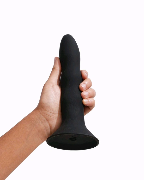 Non Vibrating Massager with Suction Base - Medical grade silicon, Black, 8 Inch