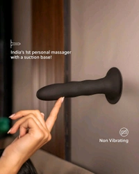  Non Vibrating Massager with Suction Base - Medical grade silicon, Black, 8 Inch