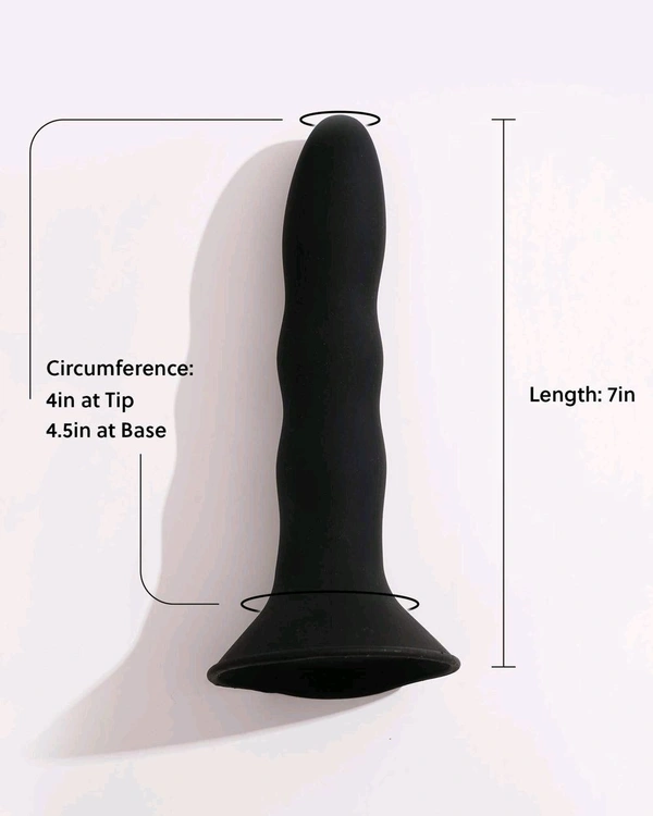  Non Vibrating Massager with Suction Base - Medical grade silicon, Black, 8 Inch