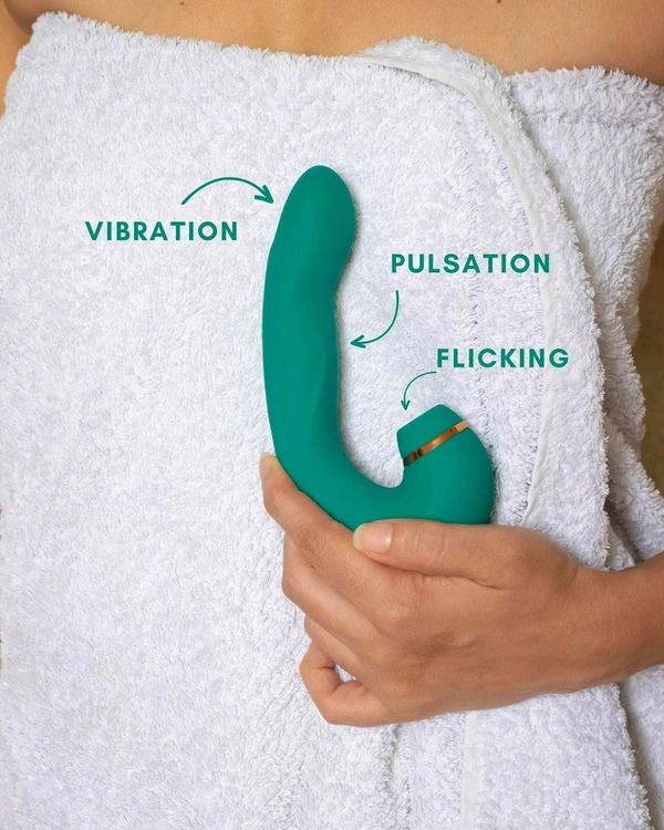 Advanced Flicking Massager with multiple functions - Silicone, Eastern Blue, 5.5 Inch