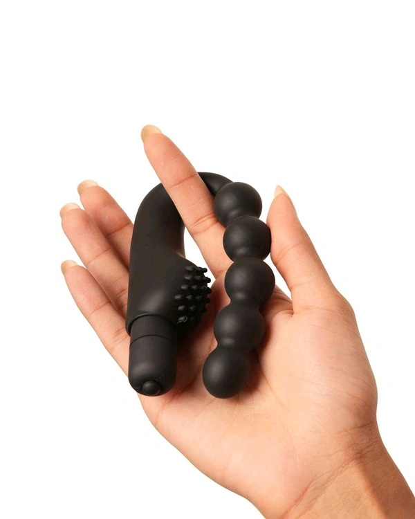 Beaded Silicone sleeve with a Bullet Massager - Silicone and ABS plastic, Black, 4 Inch