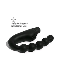 Beaded Silicone sleeve with a Bullet Massager - Silicone and ABS plastic, Black, 4 Inch