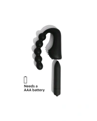 Beaded Silicone sleeve with a Bullet Massager - Silicone and ABS plastic, Black, 4 Inch