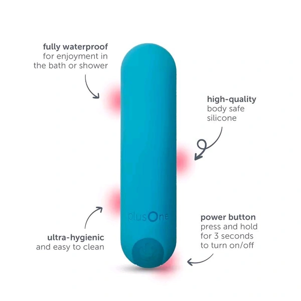 plusOne  Waterproof and Rechargeable Vibrating Bullet - Eastern Blue, Women, 5.6 Inch