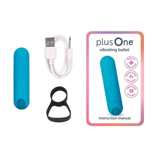 plusOne  Waterproof and Rechargeable Vibrating Bullet - Eastern Blue, Women, 5.6 Inch