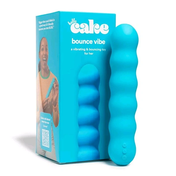 hello Cake Bounce Vibe Thrusting Vibrator - Silicone, Women, Eastern Blue