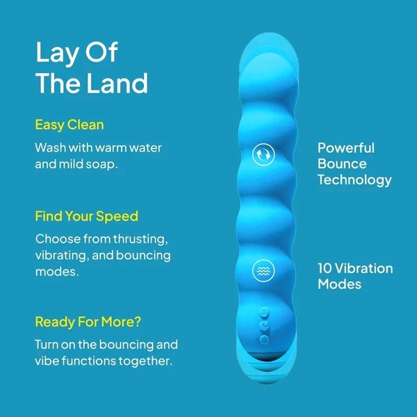 hello Cake Bounce Vibe Thrusting Vibrator - Silicone, Women, Eastern Blue
