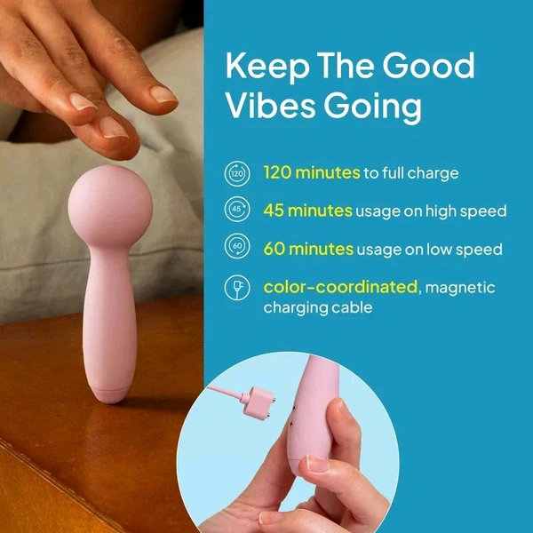 hello Cake Pocket Wand Mini Travel Vibrator - Pink Lace, Women, Smooth Silicone