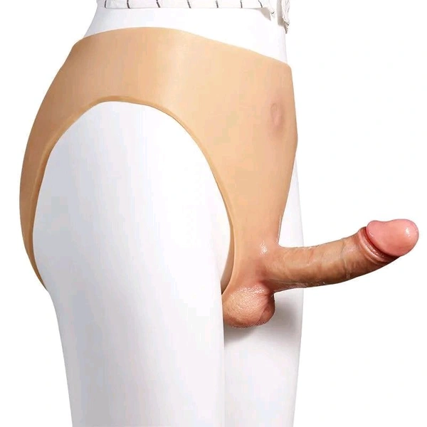 Wearable Silicone Lesbian Strapon Dildo - Silicone, Tan, 6 Inch