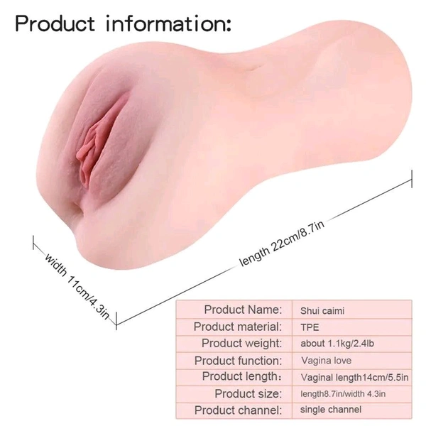 Lifelike Soft Silicone Pocket Vagina - Soft Silicone, Insertable 7 Inch, Tan