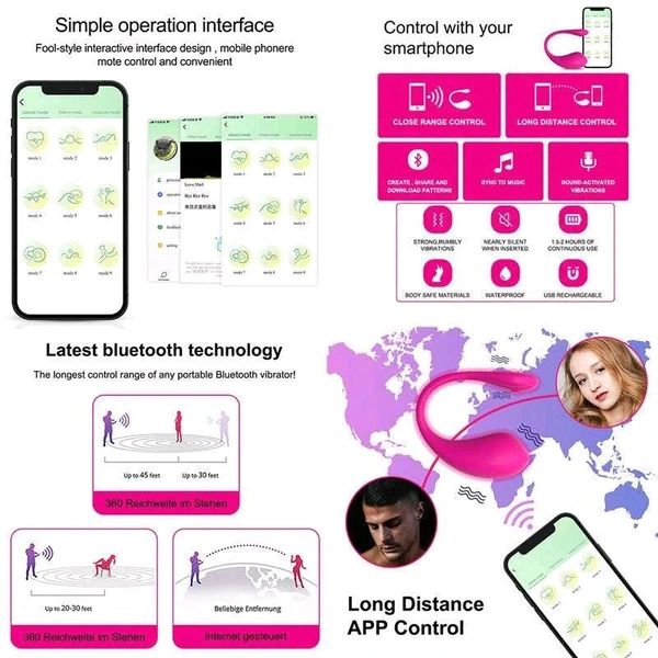 Bluetooth Love Egg Vibrator for Women - Silicone, 95*85*35mm, Tickle Me Pink