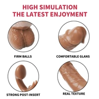 Remote Strapless Strap On Dildo Vibrator - Brown, Silicone, 6.1 Inch