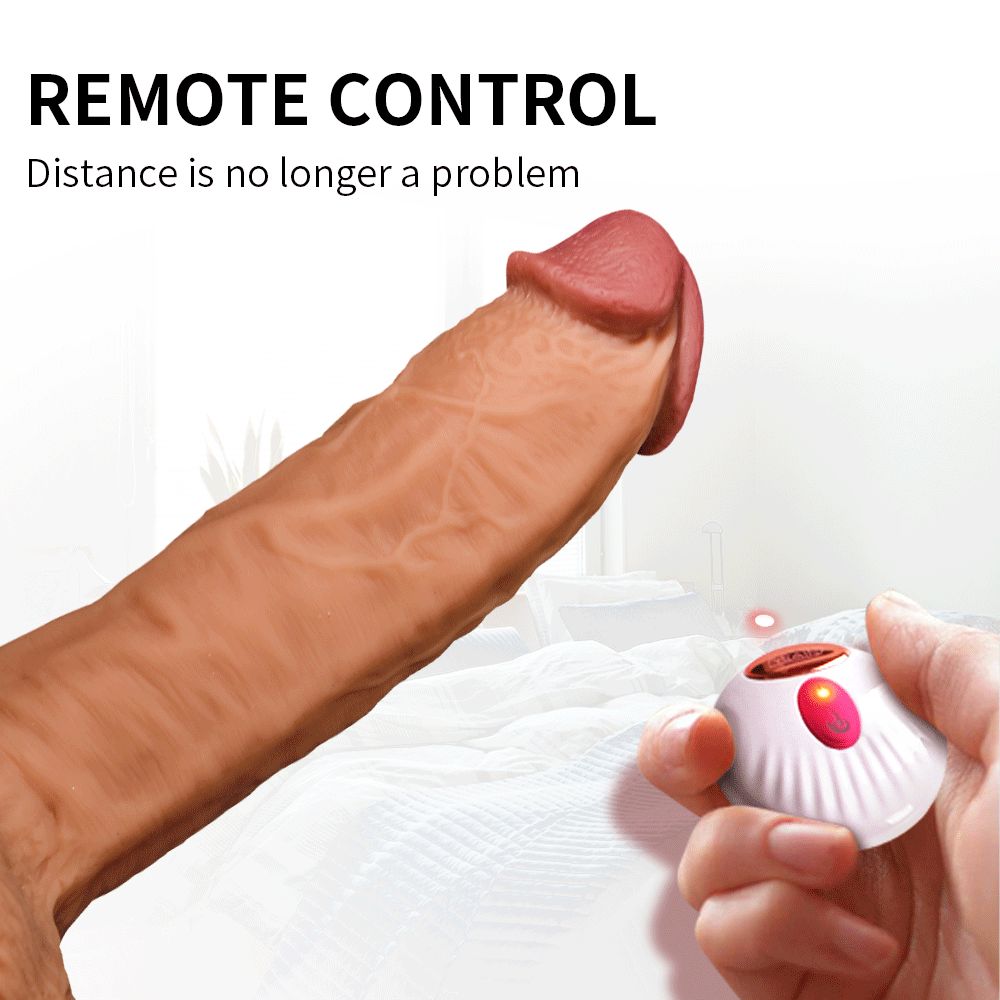 Realistic Thrusting Suction Cup Dildo Vibrator - Soft silicone, 8 Inch