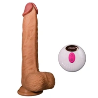 Realistic Thrusting Suction Cup Dildo Vibrator - Soft silicone, 8 Inch