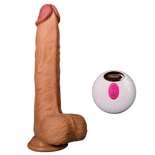 Realistic Thrusting Suction Cup Dildo Vibrator - Soft silicone, 8 Inch