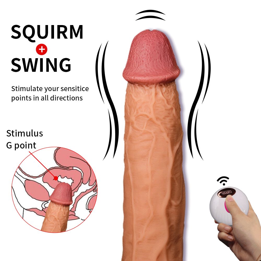 Realistic Thrusting Suction Cup Dildo Vibrator - Soft silicone, 8 Inch