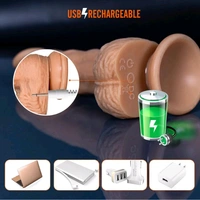 Thrusting Swing Suction Cup Dildo Vibrator - Tan, Soft Silicone, 10 Inch