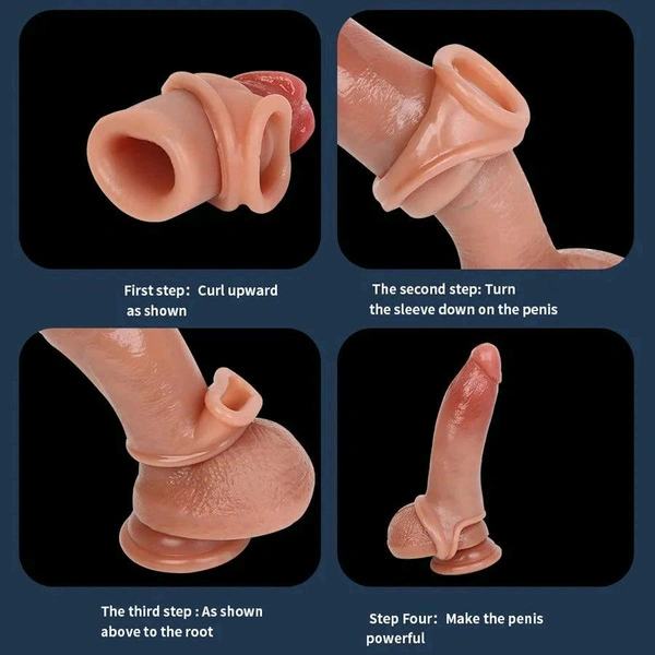 Realistic Silicone Penis Extender Sleeve - Men, Silicone, 5.5 Inch