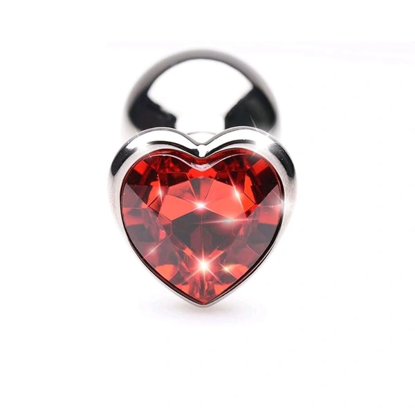 Heart Base Stainless Steel Anal Plug - Stainless steel, Medium