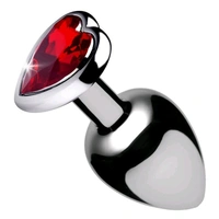 Heart Base Stainless Steel Anal Plug - Stainless steel, Medium