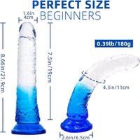 Crystal Silicon Dildo With Strong Suction Cup - 7.5 Inch, Silicone, Women