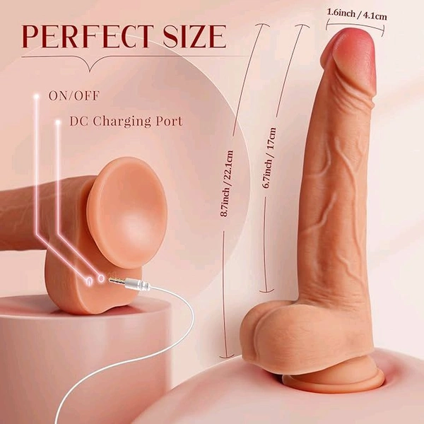Thrusting Dildo Sex Toys Dildos | Adult Sex Toy Realistic Vibrator - 6.7 Inch, Soft silicone, Tan