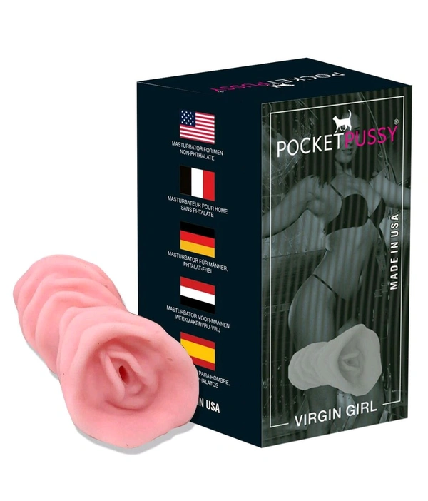 Virgin giri Virgin Giri Packet Pussy Masturbator - Tan, Soft Silicone, 8 Inch
