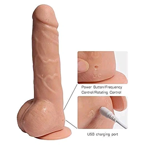 Big Detective Wireless Rotating Dildo – 20 Speeds - Cameo, Soft Silicone, 6.5 Inches