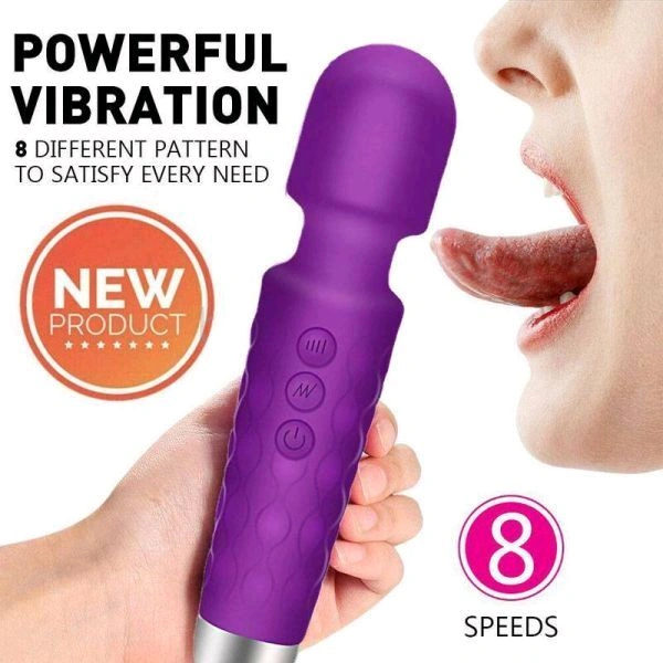 Mini Wand Vibrator 20 Speeds - Red, Silicone