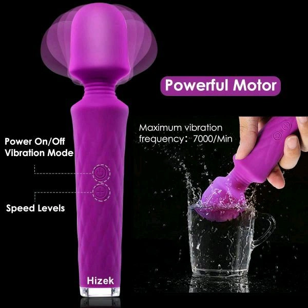 Mini Wand Vibrator 20 Speeds - Red, Silicone