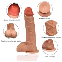 New Arrivals  360 Rotating Remote Control Wireless Realistic Dildo - Tan, Soft High Grade Silicone, 7 Inches