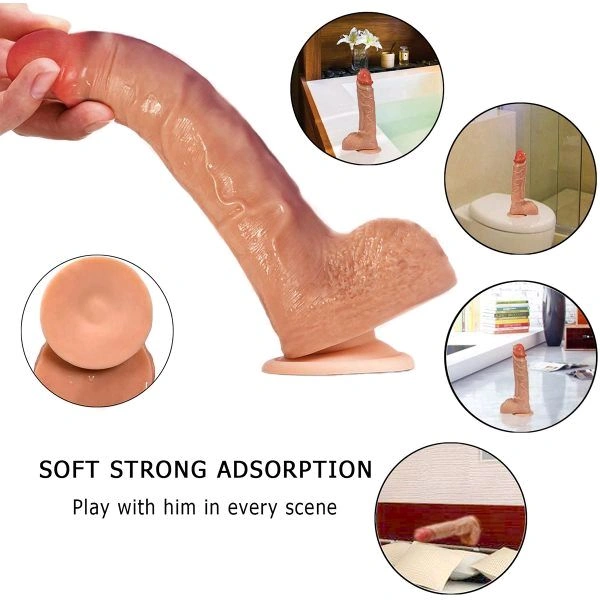 New Arrivals  360 Rotating Remote Control Wireless Realistic Dildo - Tan, Soft High Grade Silicone, 9 Inches