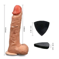 New Arrivals  360 Rotating Remote Control Wireless Realistic Dildo - Tan, Soft High Grade Silicone, 9 Inches
