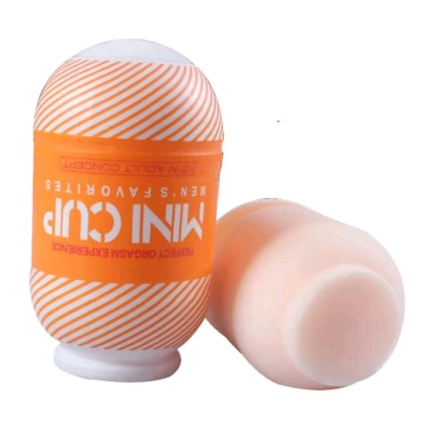 New Arrival  Mini Masturbator Cup – 4inch - Soft Silicone, 4 Inch, Web Orange