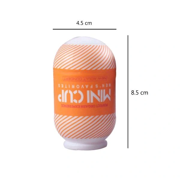 New Arrival  Mini Masturbator Cup – 4inch - Soft Silicone, 4 Inch, Web Orange