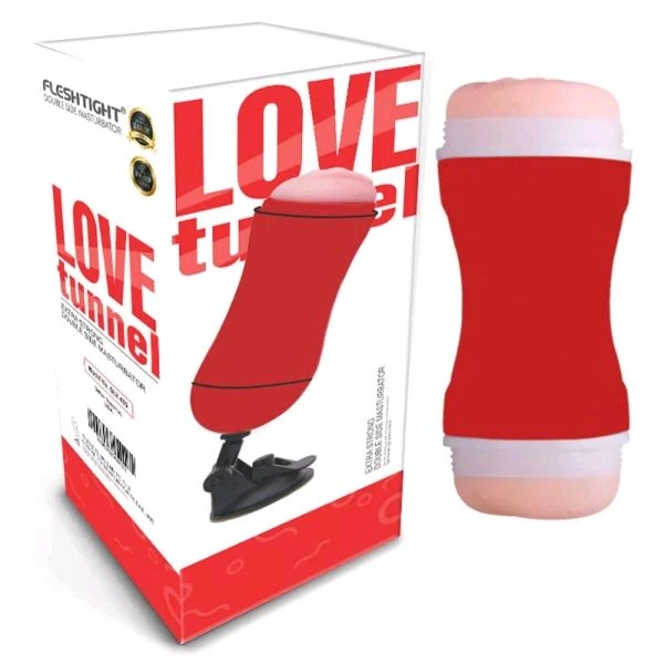 2 In One Love Tunnel 2 In 1 Masturbator - Red, Abs+ Soft Silicone, 5.5 Inch