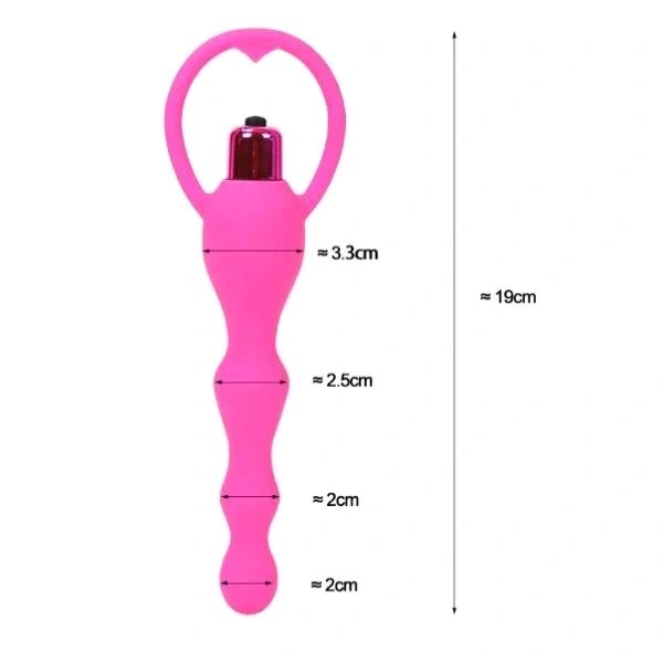 Multi Beads Silicone Butt Plug Vibrator - premium silicone, Cornflower Blue